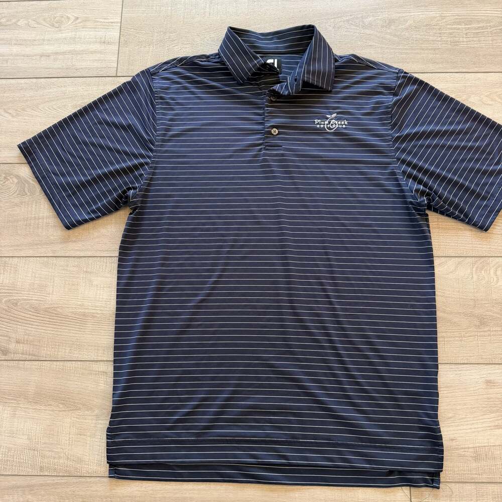 FootJoy FJ Golf Polo Mens M Navy Blue Striped